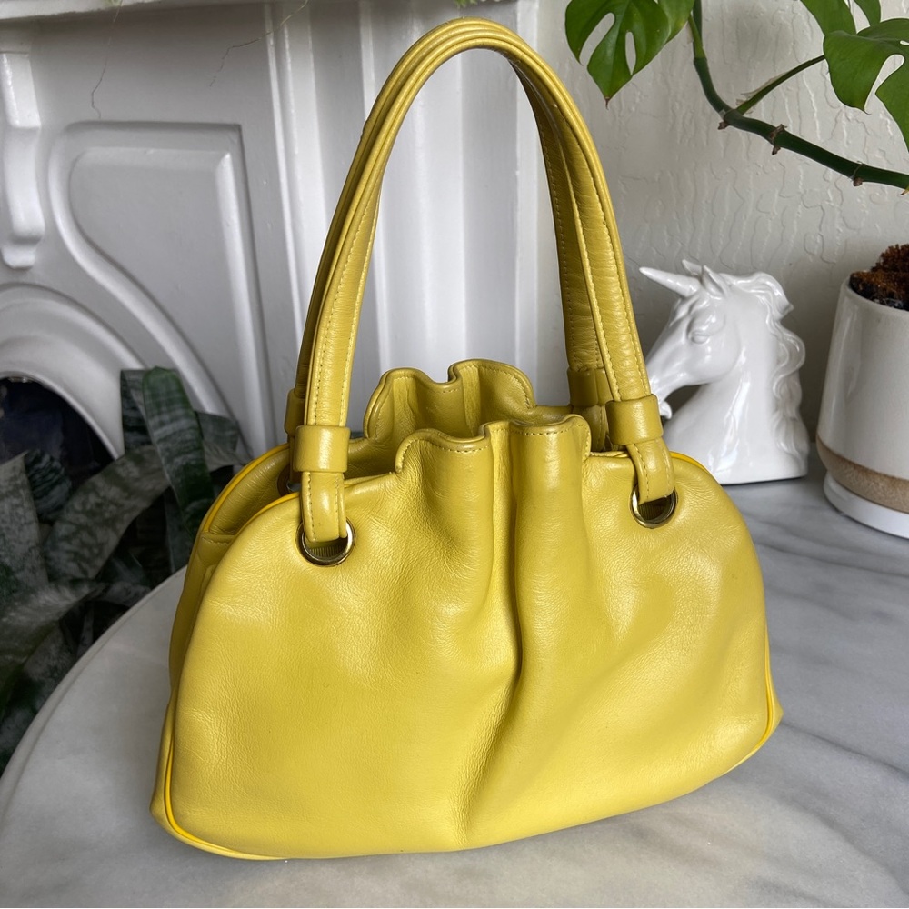 VINTAGE INGBER • Yellow Leather Handbag Barbie Purse Mini Bag Indie Tumblr Cute